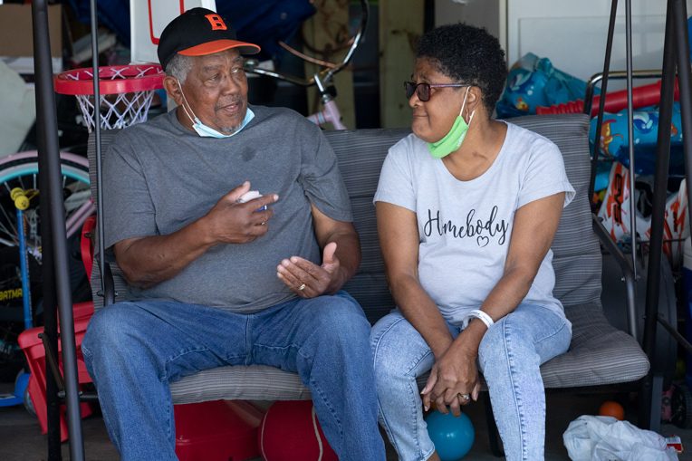 Rufus and Shirley have been living out of friends' homes the last several months as their home is rebuilt on the inside.