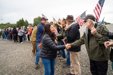 Lisa and Mark Hale and all guest couples received a heroes' welcome upon arrival at Samaritan Lodge.