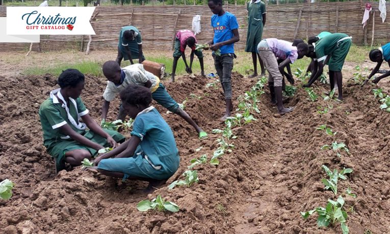 Students learn best practices for planting vegetables.