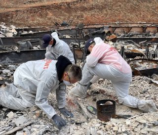 Samaritan's Purse volunteers are helping homeowners sift through property in search of treasured belongings and keepsakes that might have escape the blaze.