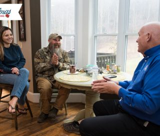An Operation Heal Our Patriots chaplain meets with a wounded combat veteran and his wife at their home in North Carolina.