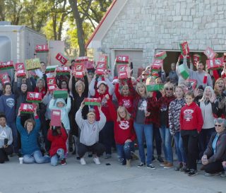 Packing Operation Christmas Child shoeboxes at an Oklahoma ranch