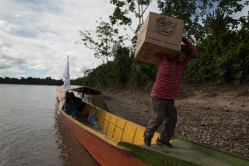 Transporting shoeboxes by boat or canoe often can be a delicate balance of cargo over the course of multiple hours.