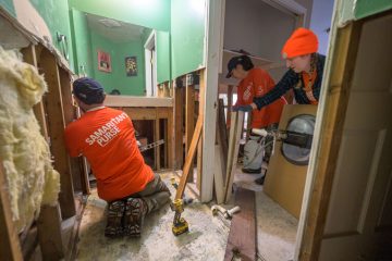 Samaritan's Purse volunteers helped remove ruined walls and flooring and debris from the Gonzalez home in Sumas, Washington.