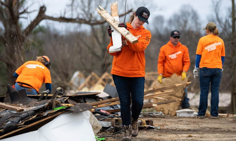 U.S. Disaster Relief volunteers have been helping Kentucky homeowners since early December clean up their homes after an EF4 tornado swept through the state Dec. 10.