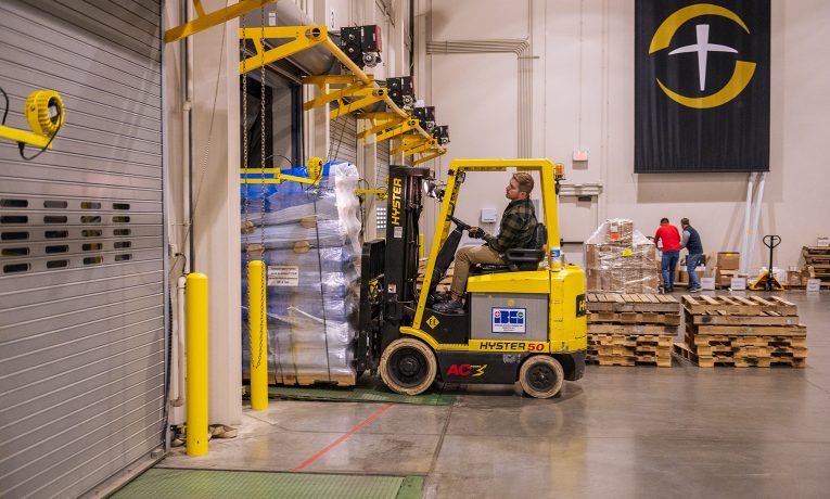 Our teams loaded emergency shelter material from our warehouse in North Wilkesboro, North Carolina.