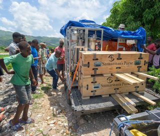 Our FreshSpring mobile water treatment system provides clean water for communities struck by disasters in remote places.