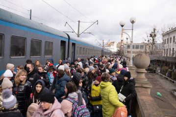 Droves of Ukrainians are fleeing their country and passing through this train station in Lviv, Ukraine.
