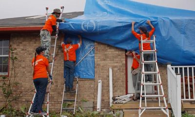 Samaritan's Purse volunteers in New Orleans tarping a roof