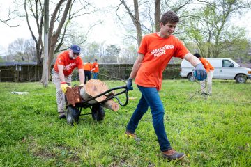Hudson Tumey, a 19-year-old freshman at Cornell, spent the week in Memphis hauling logs and other debris from yards.