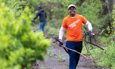 Carleton Perkins, 20, a physics major at Cornell, enjoyed a much-needed break from studies while helping homeowners.