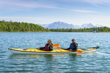 Kayaking can be a great bonding experience for military couples in Alaska.