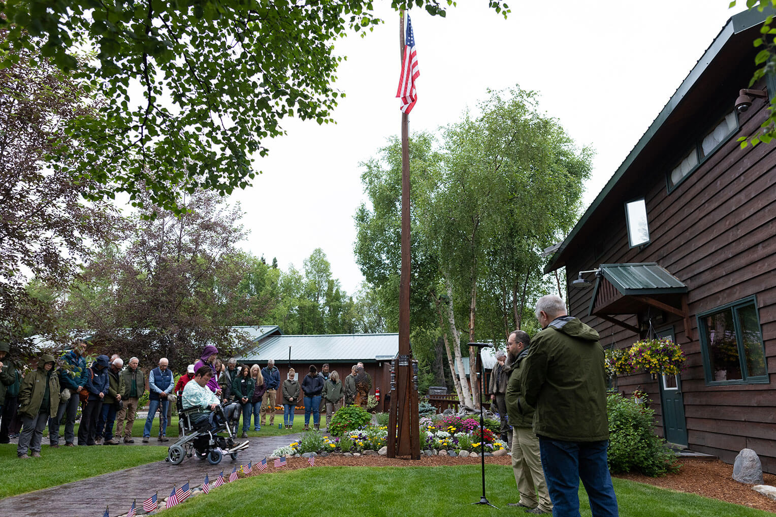 Veteran couples and our staff gathered for a flag ceremony on the morning of July Fourth.