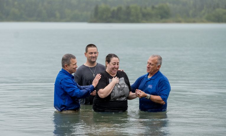 Army Sergeant Eddie Shanks and his wife Natalie were baptized in Lake Clark during Operation Heal Our Patriots.