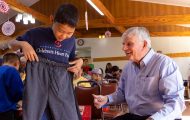 Franklin Graham met with 12-year-old Children's Heart Project beneficiary Erdembayar during an Operation Christmas Child outreach even in Mongolia.