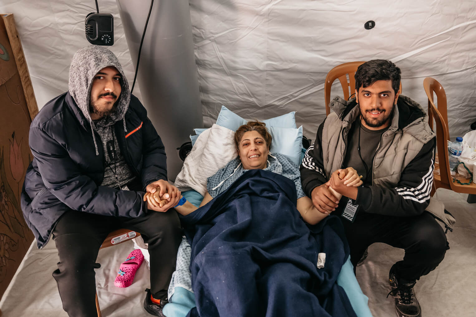 Damla was visited by her husband and sons as she recovers at our hospital.