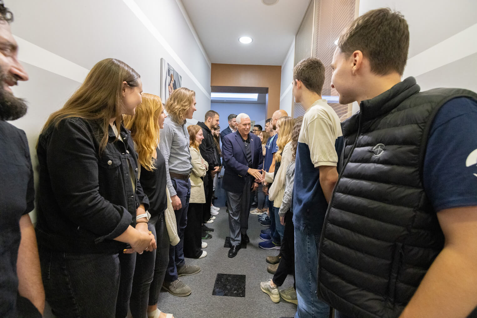 Graham and Pence met with Samaritan's Purse staff members in Kyiv.