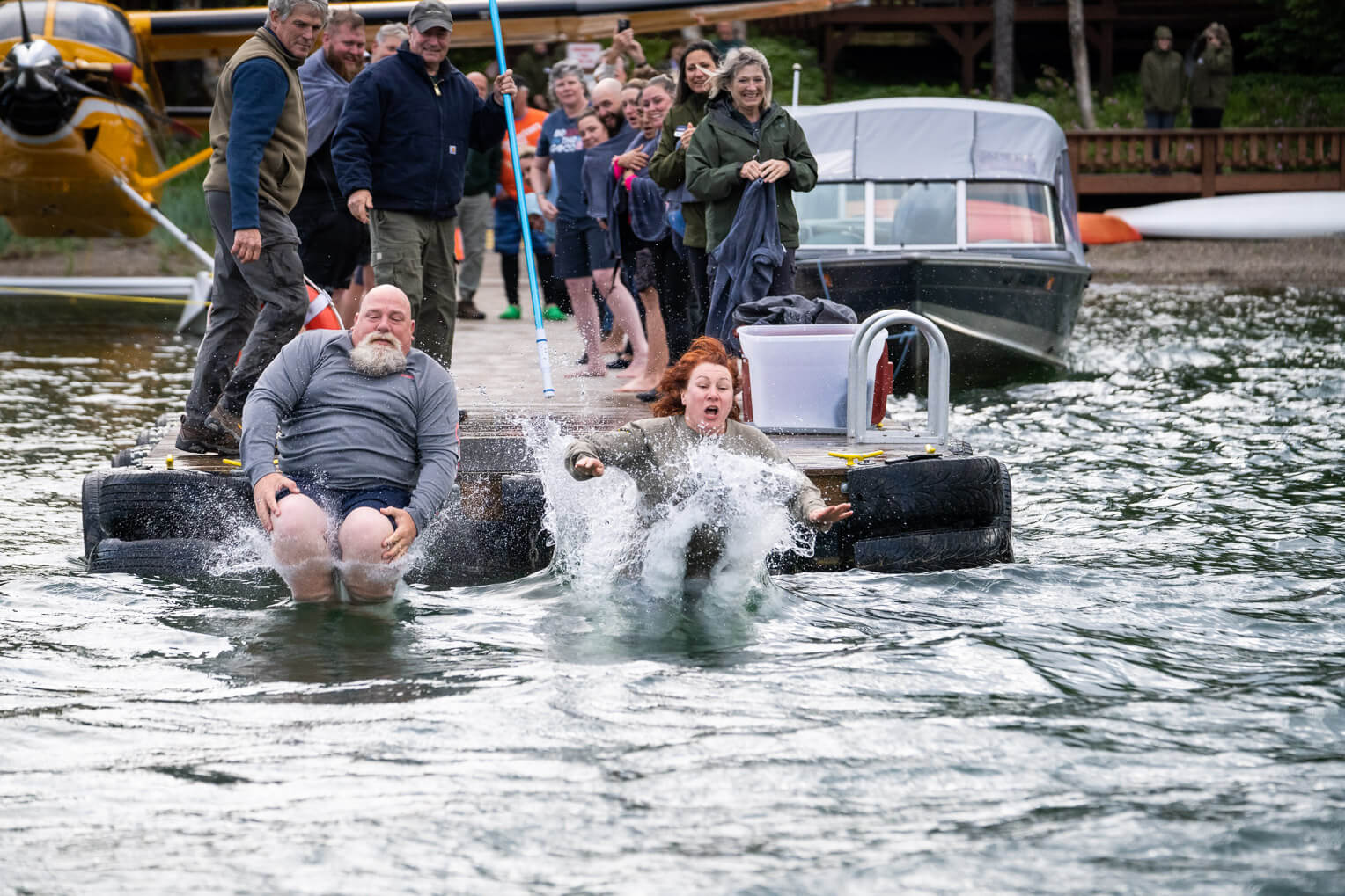 The cold water was also a shock during the Wednesday night Polar Plunge.