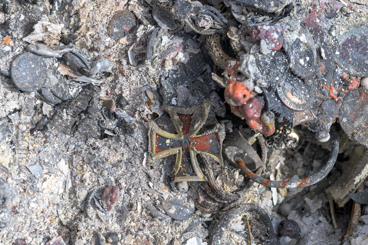 A military cross is pictured here, remarkably untouched by the unbelievable heat generated by the fast-spreading flames on Maui, Hawaii, August 8.