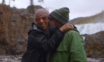 Army Sgt. Omar Cortes and his wife Heidy embrace near Tanalian Falls in Lake Clark National Park. The couple came to Samaritan Lodge Alaska with Operation Heal Our Patriots.