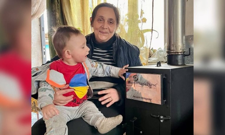 Located in the Ukrainian conflict zones, Lera and her young son, Andrii, say they “came back to life” when they received a wood stove from Samaritan’s Purse.