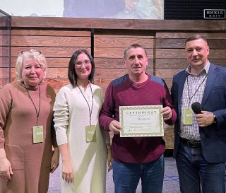 Dmytro (second from right) gratefully completed the Samaritan’s Purse and Ukrainian Bible Society trauma healing seminar in Lviv, Ukraine.