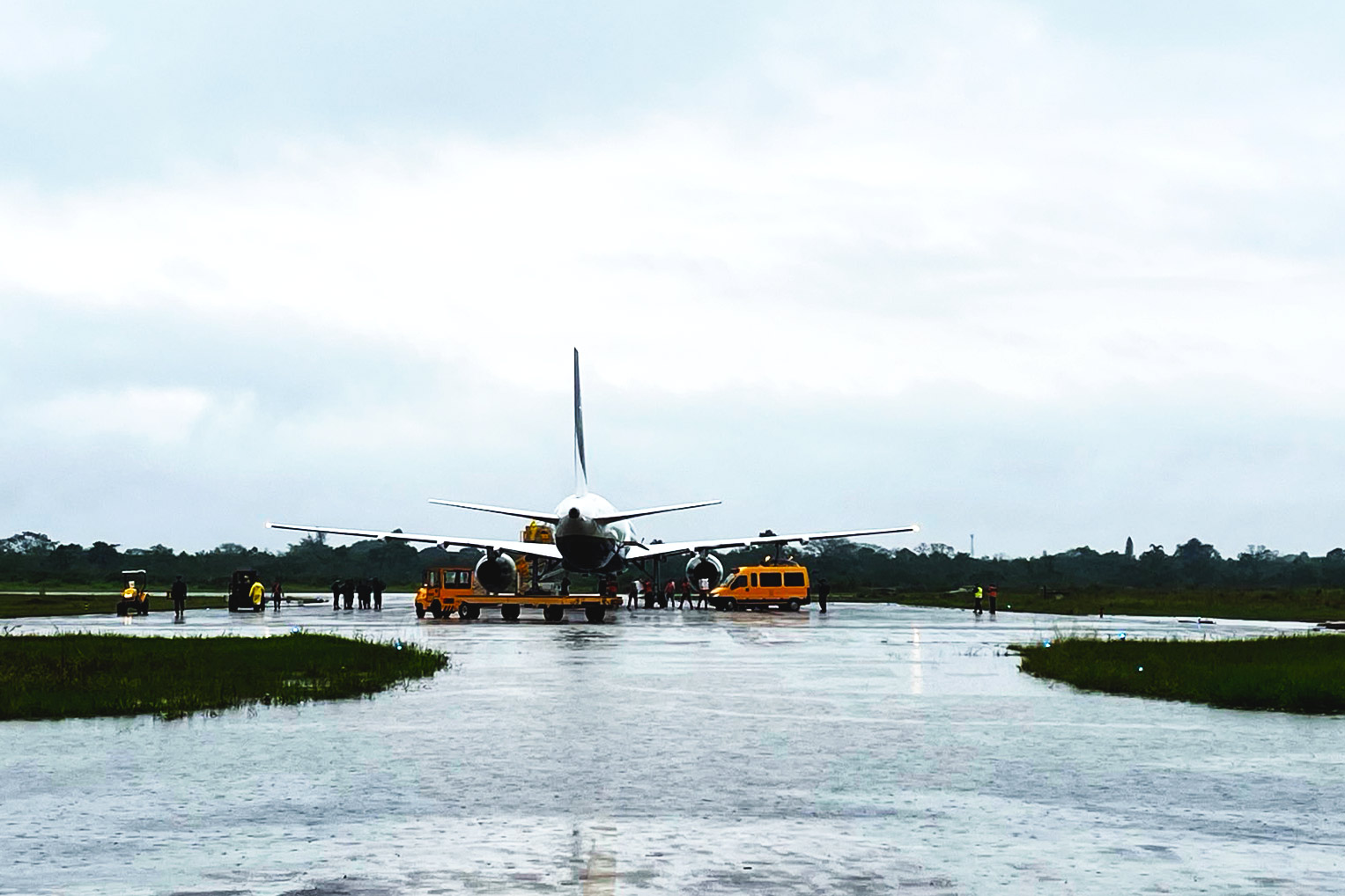 Our 757 landed in southern Brazil with an initial airlift of relief supplies.
