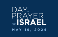 Day of Prayer for Israel, May 19, 2024 (text on blue background)