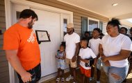 Josh, Brenna, and their three children were joined by family, friends, and Samaritan's Purse volunteers and staff in an exuberant dedication before moving into their new home May 30.
