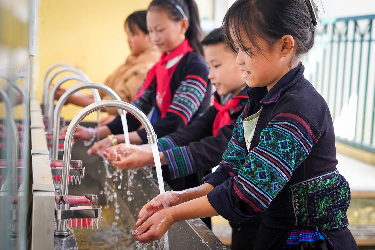 Water taps installed by Samaritan's Purse give students a way to wash their hands and, in turn, prevent the spread of illnesses.