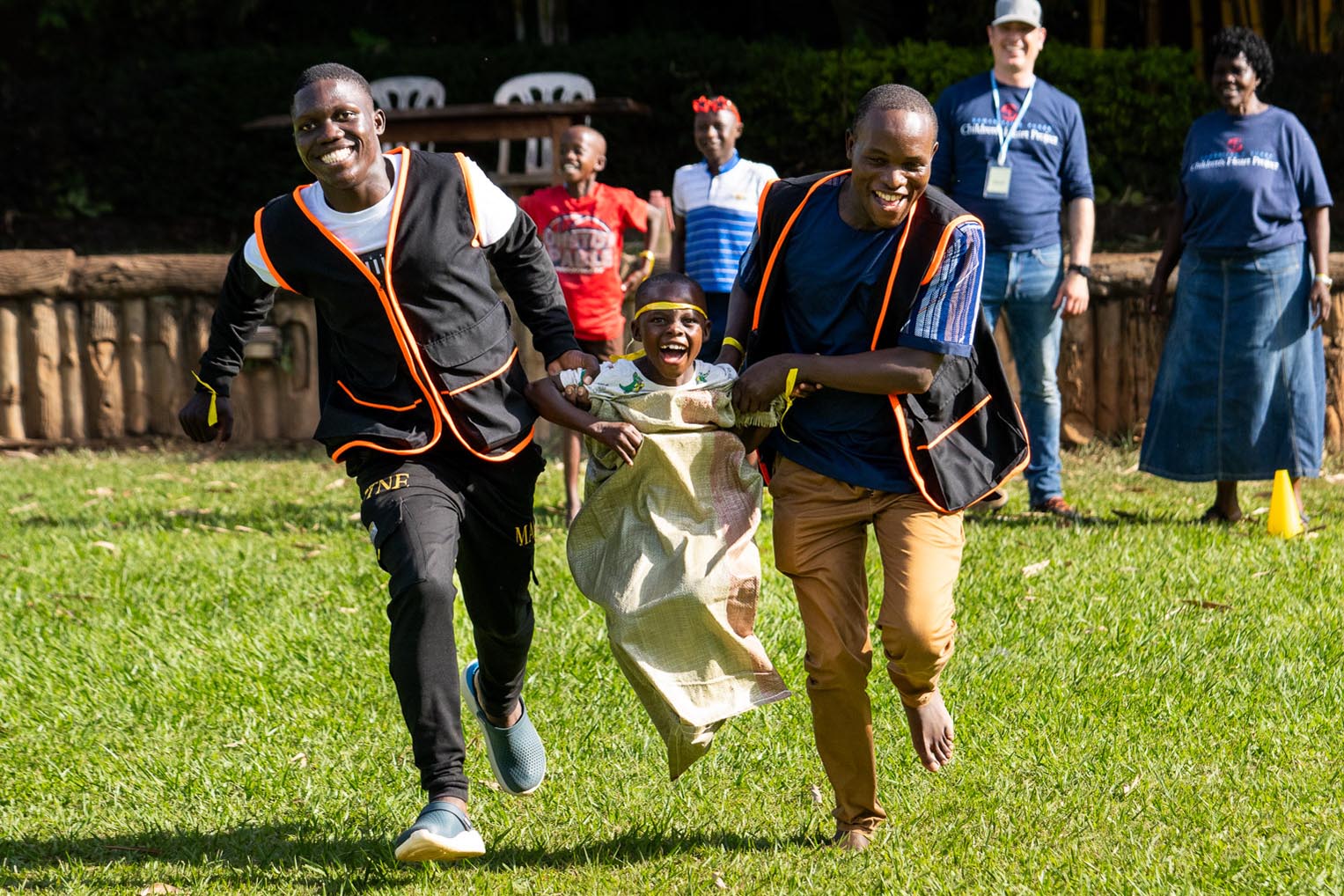 Campers enjoy sack races and other games at Heart Camp.