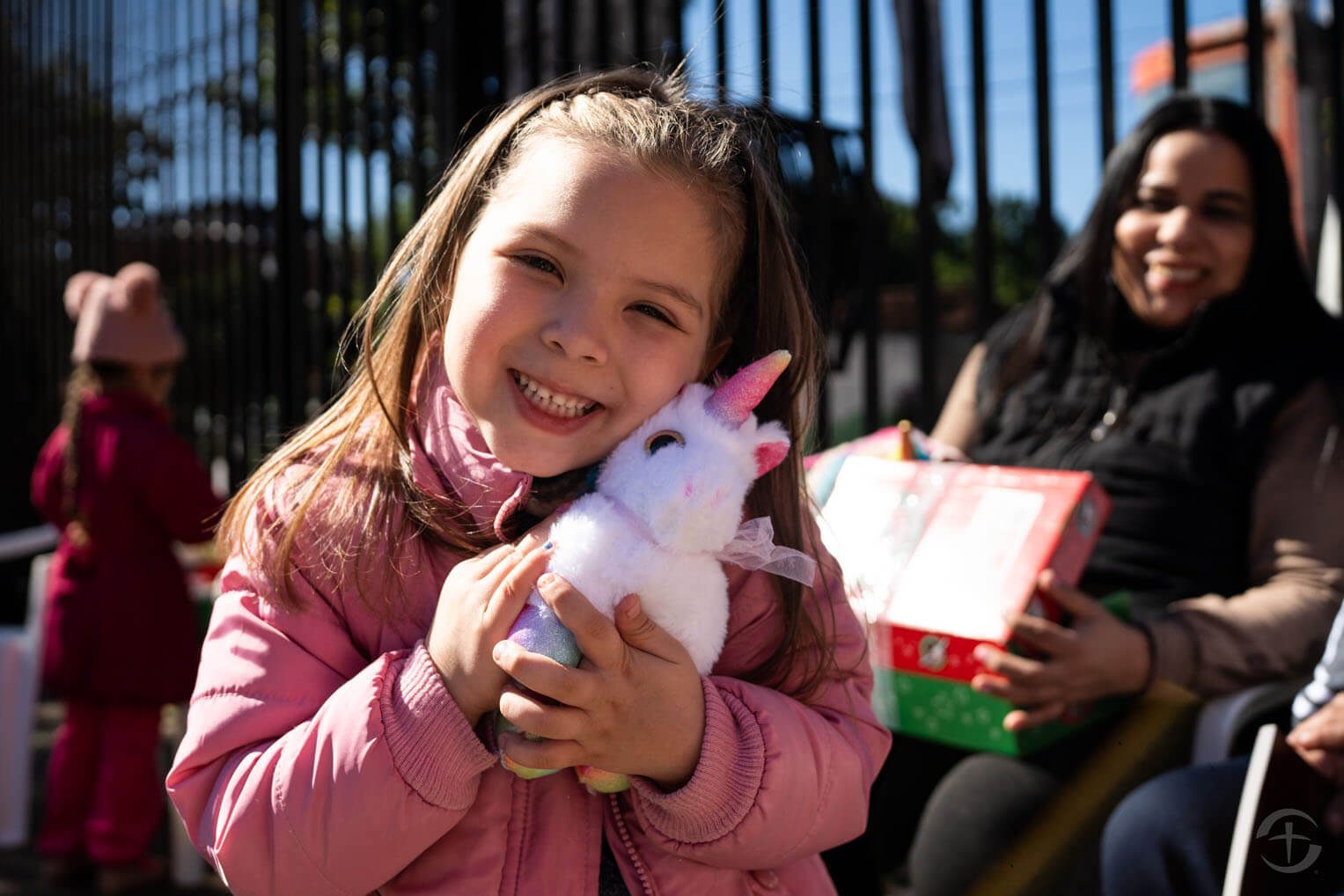 Dalota's jaw dropped when she saw a unicorn stuffed animal in her shoebox gift. She adores unicorns, and even has a matching unicorn backpack.