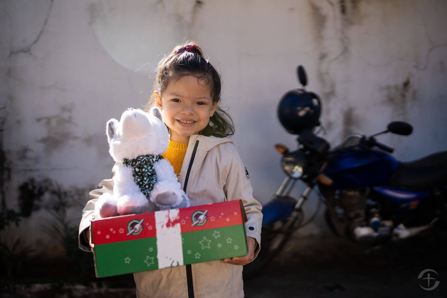 Bianca loves dogs above anything else. She was overjoyed to see a special stuffed animal dog in her shoebox gift.