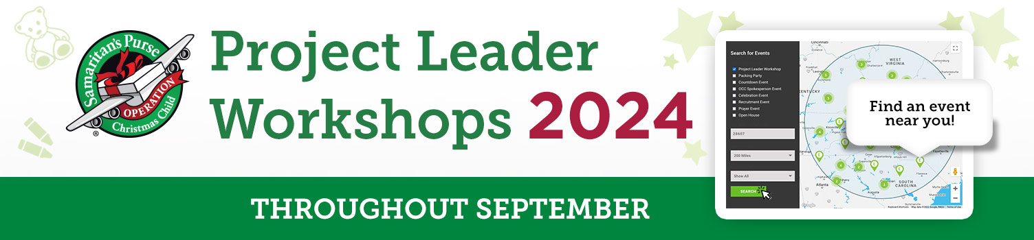 Project Leader Workshops 2024 Throughout September Search below to find an event near you