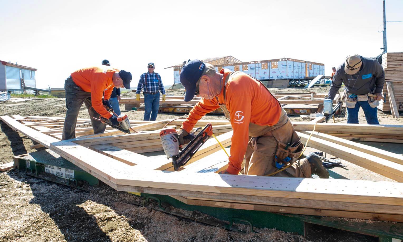 Volunteers working on the church.