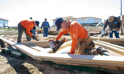 Volunteers working on the new church in Mekoryuk.