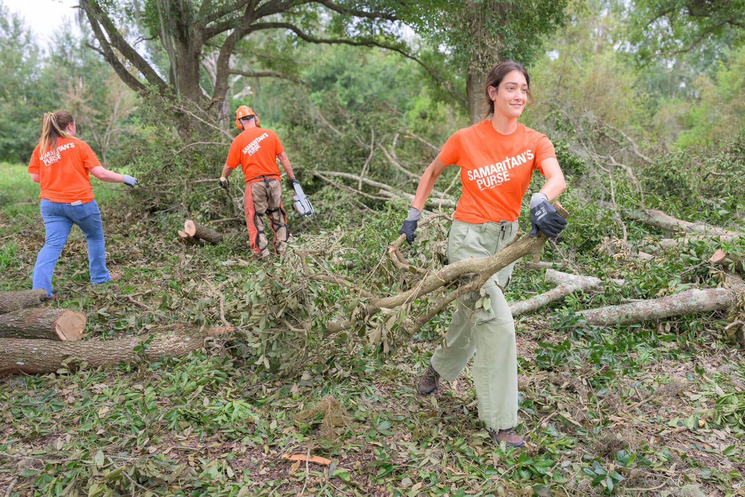 Volunteers are busy cleaning up homes and properties where strong winds damaged roofs and toppled large trees.