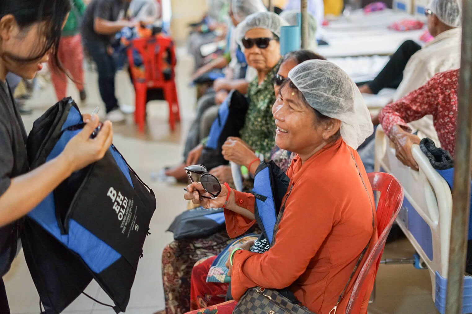 Bags packed with supplies were handed out to each patient to ensure they fully recover from surgery.