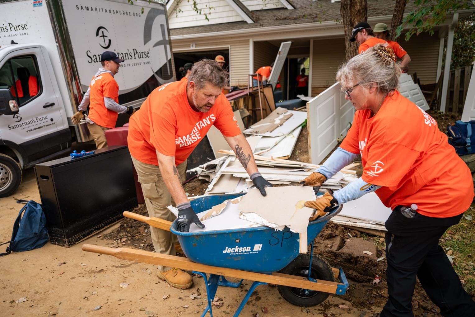 Volunteers are serving as the hands and feet of Jesus to hurting homeowners, bringing help and comfort.