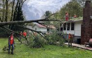 Samaritan's Purse helped deal with the tree on the Parliers' home.