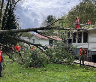 Samaritan's Purse helped deal with the tree on the Parliers' home.