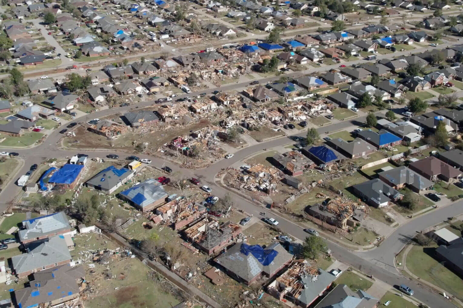 Some homes were left in tatters after twisters ripped through neighborhoods.