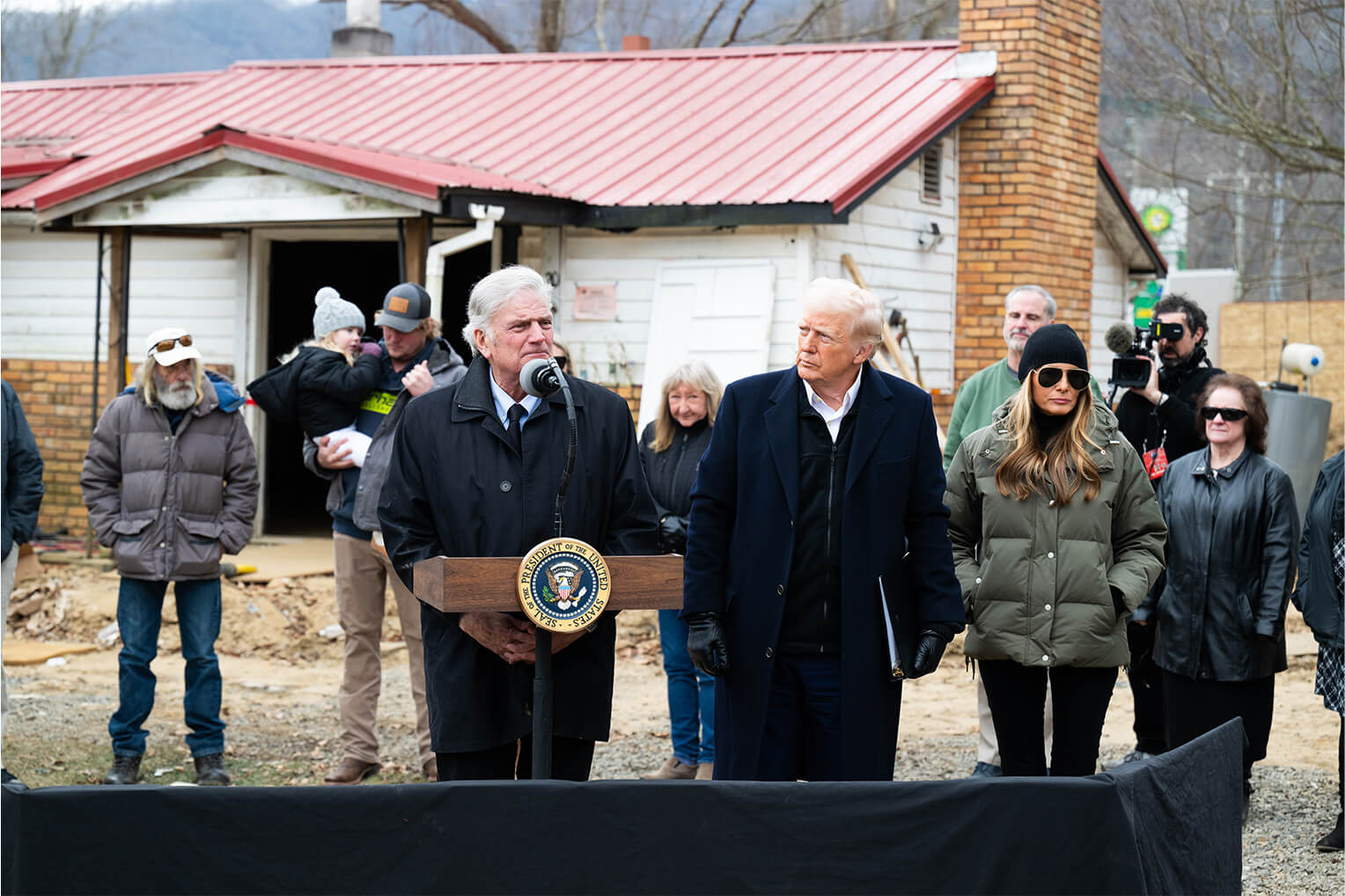 President Donald Trump and First Lady Melania Trump joined Samaritan's Purse president Franklin Graham in Swannanoa, North Carolina, on Friday to see our ongoing Hurricane Helene relief efforts and hear from local homeowners.