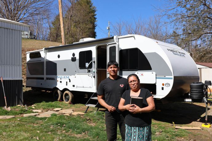 After living in poor and unsanitary conditions for months after the storm, Samaritan's Purse provided Maria and her family with a new camper to live in while they renovate their home. 