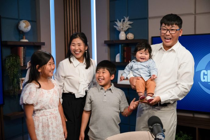 Heart surgery recipient with his wife and three children