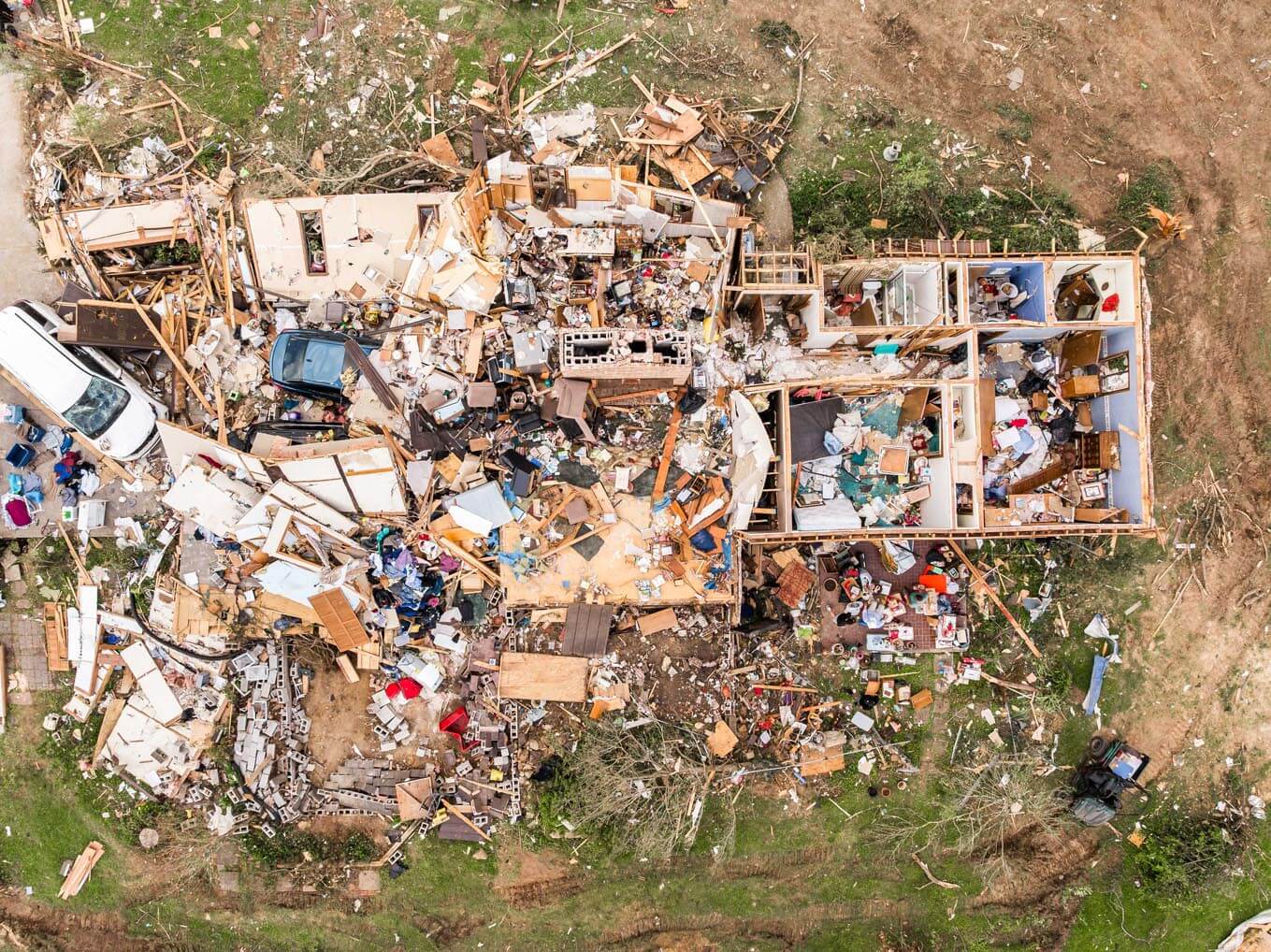 Many homes are destroyed in Kentucky's Laurel County.