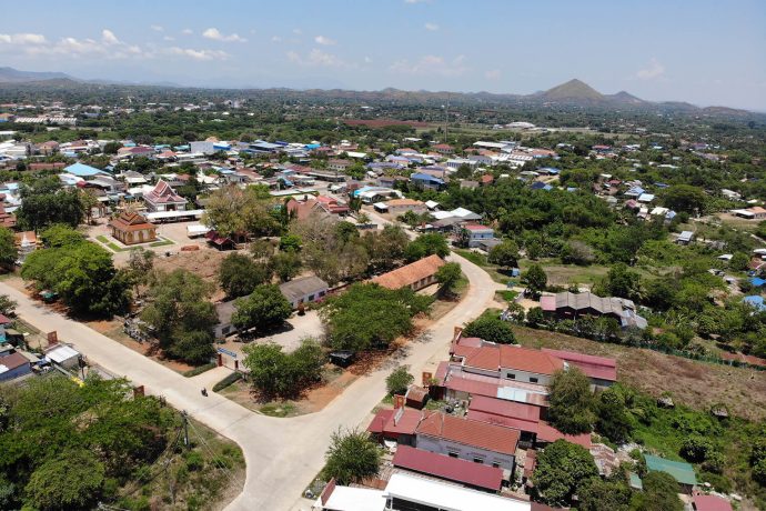 Aerial view of Buddhist pagoda