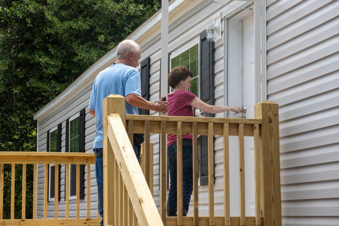 homeowners opening door