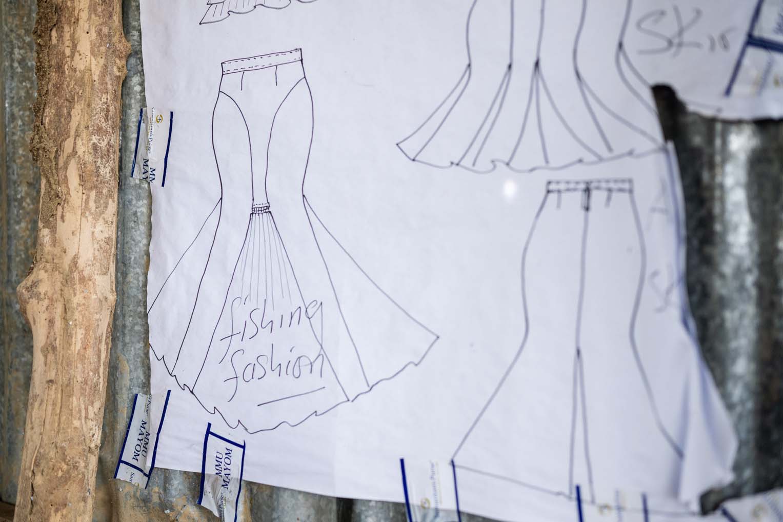 The class quickly moved from straight-line stitching to designing and creating quality pieces of womens clothing such as dresses and skirts.