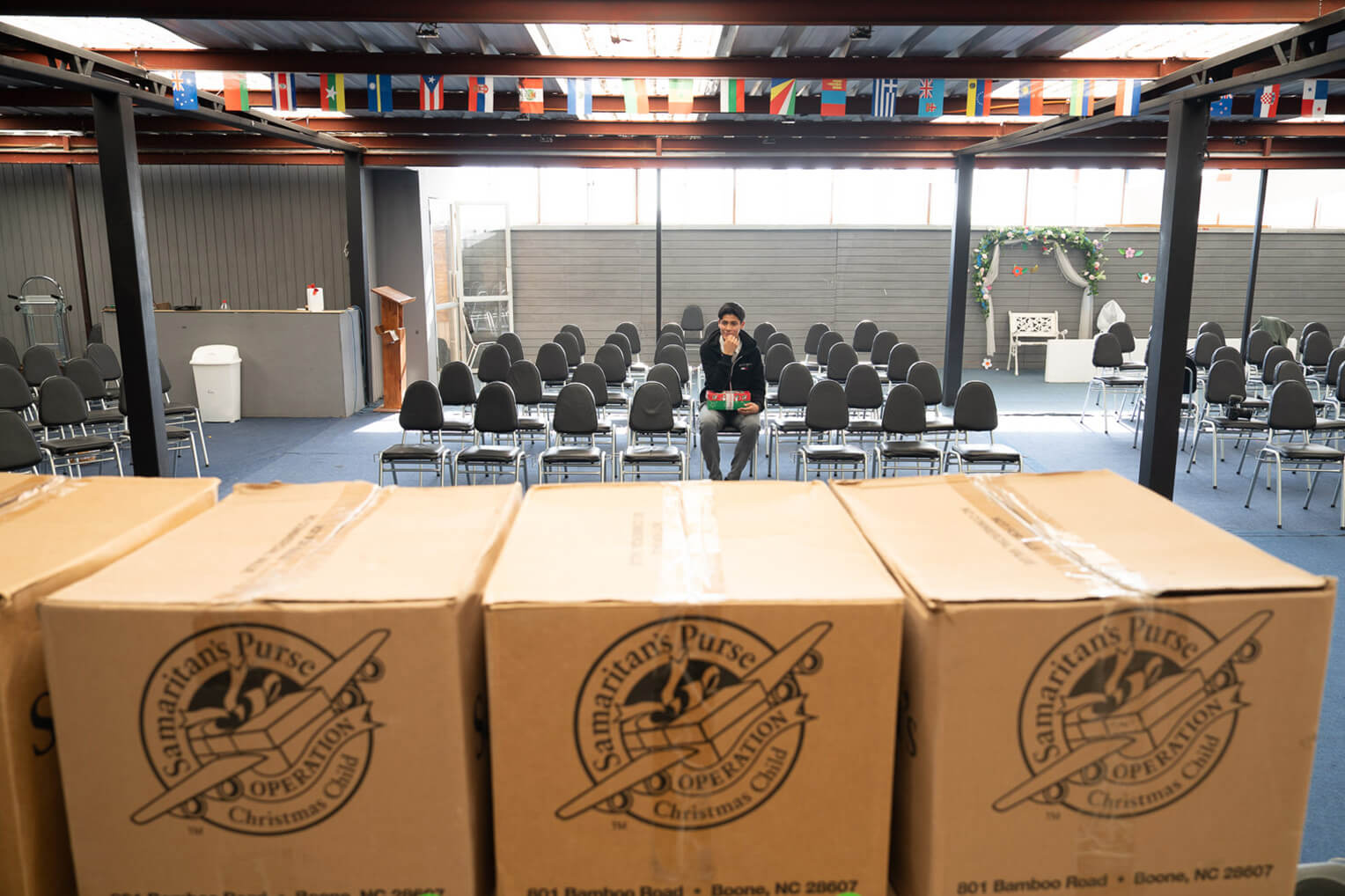 Cartons of shoeboxes